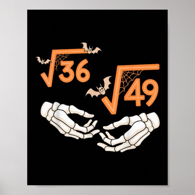 Affiche 6 7 Halloween Math Racine Carrée 67 Meme Gen Alpha (Devant)