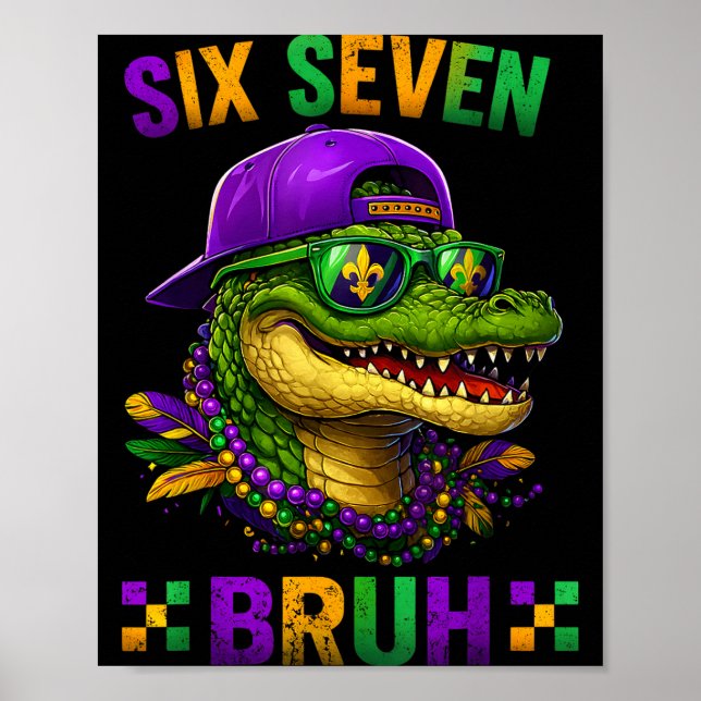 Affiche 6 7 Mardi Gras Alligator Pour Enfants Garçons Drôl (Devant)