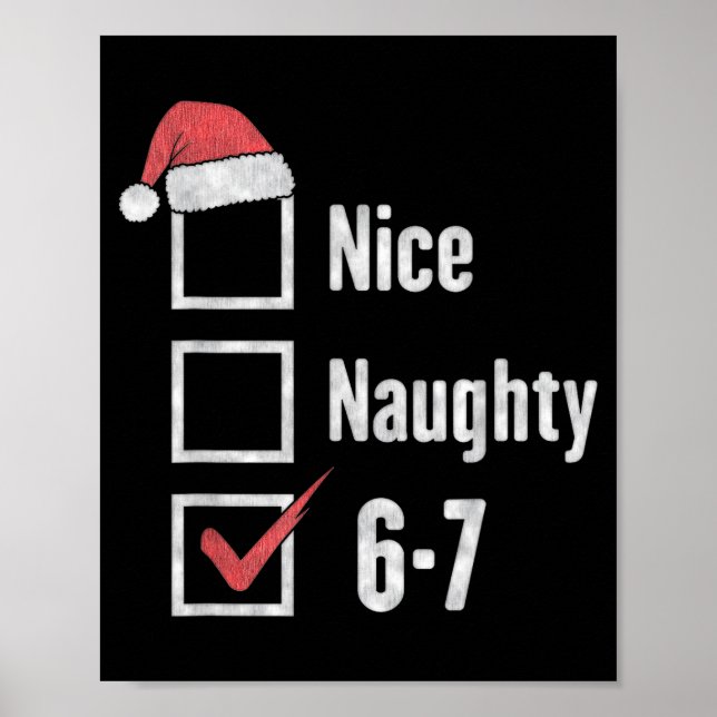 Affiche 6-7 Meme Brain Rot Nice Naughty 67 Funny Christmas (Devant)