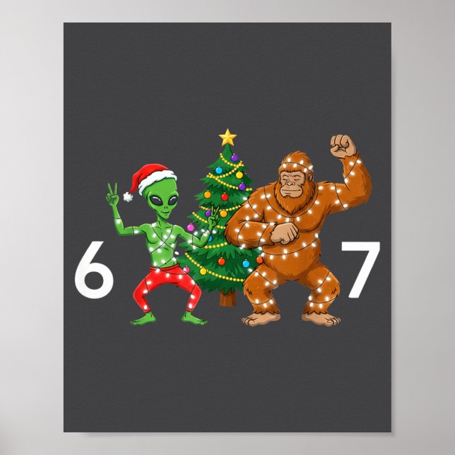 Affiche 6 7 Meme Christmas Alien Sasquatch Six Seven Fun  (Devant)