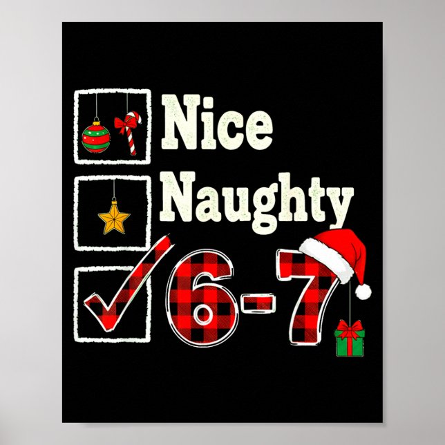 Affiche 6-7 Meme Nice Naughty 67 Christmas Brain Rot Funny (Devant)