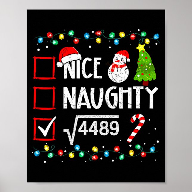 Affiche 6 7 Meme Nice Naughty 67 Christmas Brain Rot Funny (Devant)