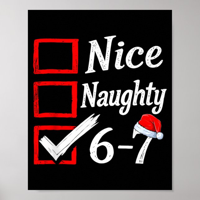 Affiche 6-7 Meme Nice Naughty 67 Christmas Brain Rot Funny (Devant)