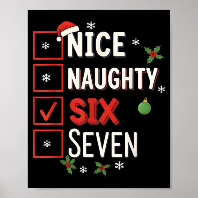 Affiche 6-7 Meme Nice Naughty 67 Christmas Brain Rot Funny (Devant)