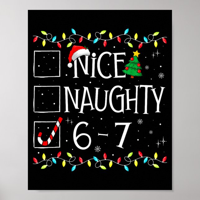 Affiche 6-7 Meme Nice Naughty 67 Christmas Brain Rot Funny (Devant)