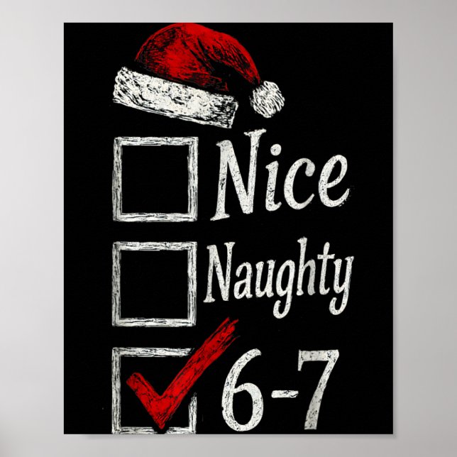 Affiche 6-7 Meme Nice Naughty 67 Christmas Brain Rot Funny (Devant)