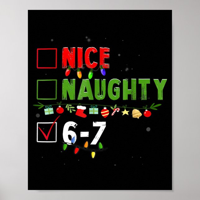 Affiche 6-7 Meme Nice Naughty 67 Christmas Brain Rot Funny (Devant)