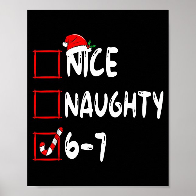 Affiche 6-7 Meme Nice Naughty 67 Christmas Brain Rot Funny (Devant)