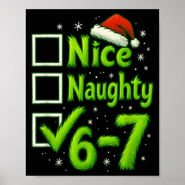 Affiche 6-7 Meme Nice Naughty 67 Christmas Brain Rot Funny (Devant)