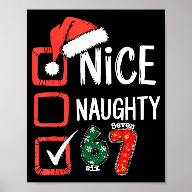 Affiche 6-7 Meme Nice Naughty 67 Christmas Brain Rot Funny (Devant)