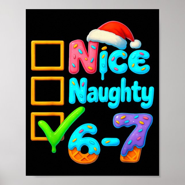 Affiche 6-7 Meme Nice Naughty 67 Christmas Brain Rot Funny (Devant)
