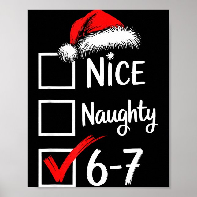 Affiche 6-7 Meme Nice Naughty 67 Christmas Brain Rot Funny (Devant)