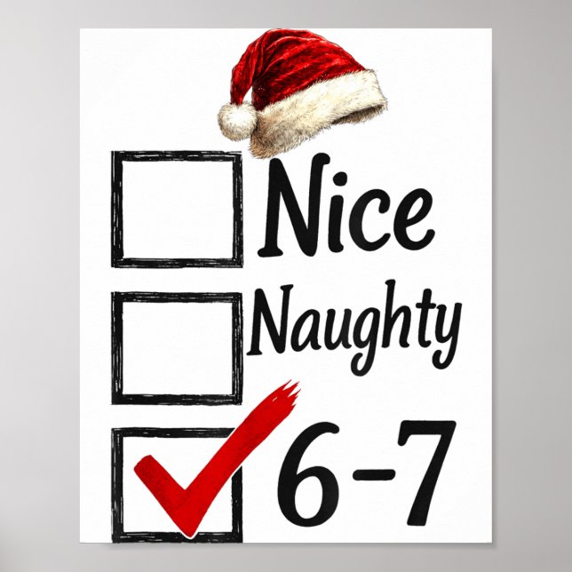 Affiche 6-7 Meme Nice Naughty 67 Christmas Funny Brain Rot (Devant)