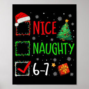Affiche 6-7 Mème Nice Naughty 67 Noël Brain Rot Drôle