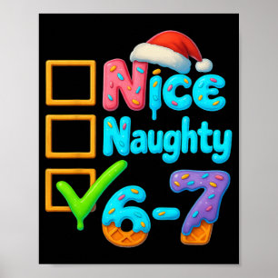 Affiche 6-7 Mème Nice Naughty 67 Noël Brain Rot Drôle