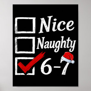 Affiche 6-7 Mème Nice Naughty 67 Noël Brain Rot Drôle