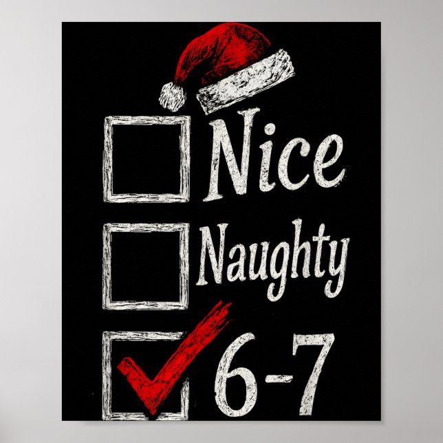 Affiche 6-7 Meme Nice Naughty 67 Noël Brain Rot Drôle (Devant)