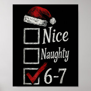 Affiche 6-7 Mème Nice Naughty 67 Noël Brain Rot Drôle