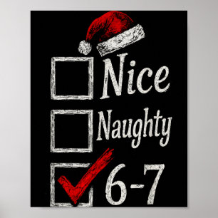 Affiche 6-7 Mème Nice Naughty 67 Noël Cerveau Pourri Drôle