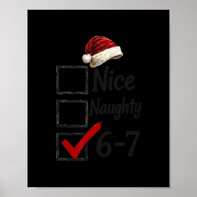 Affiche 6-7 Mème Nice Naughty 67 Noël Drôle Brain Rot (Devant)