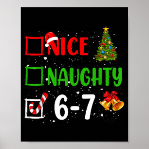 Affiche 6-7 Mème Nice Naughty 67 Noël Drôle Xmas Enfants