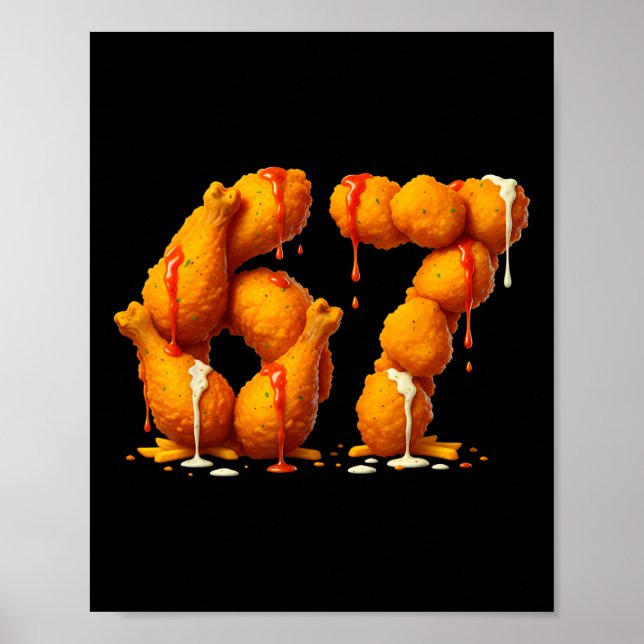 Affiche 6 7 Meme Poulet Frit 67 Pyjama Enfants Six Sept B (Devant)