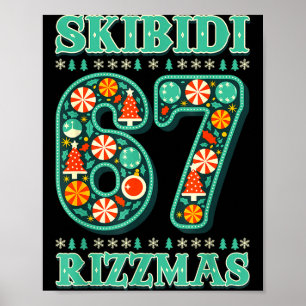 Affiche 6 7 Noël Skibidi Rizzmas 67 Mème Gen Alpha Sl