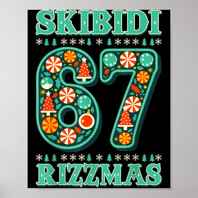 Affiche 6 7 Noël Skibidi Rizzmas 67 Mème Gen Alpha Sl (Devant)