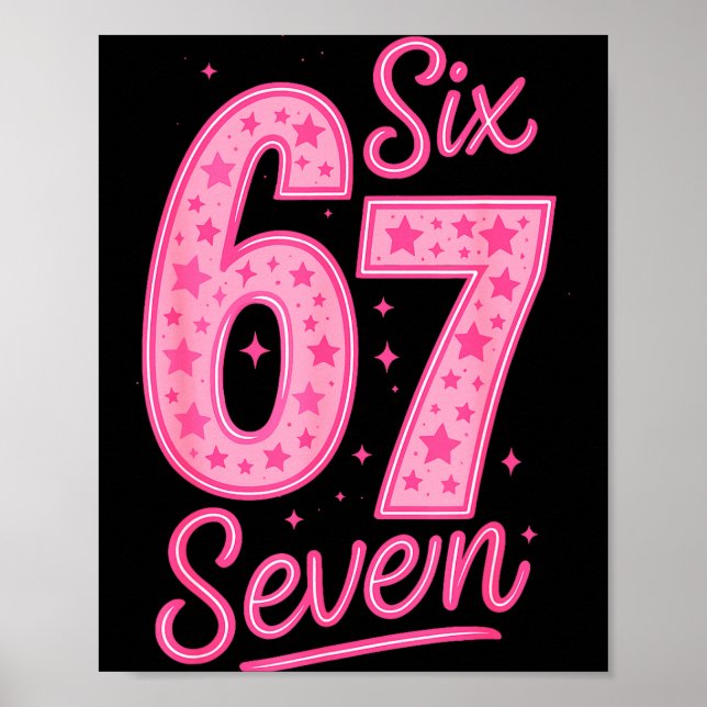 Affiche 6 7 Numéro 67 Rose Six Sept Mème Argot Femmes Fill (Devant)