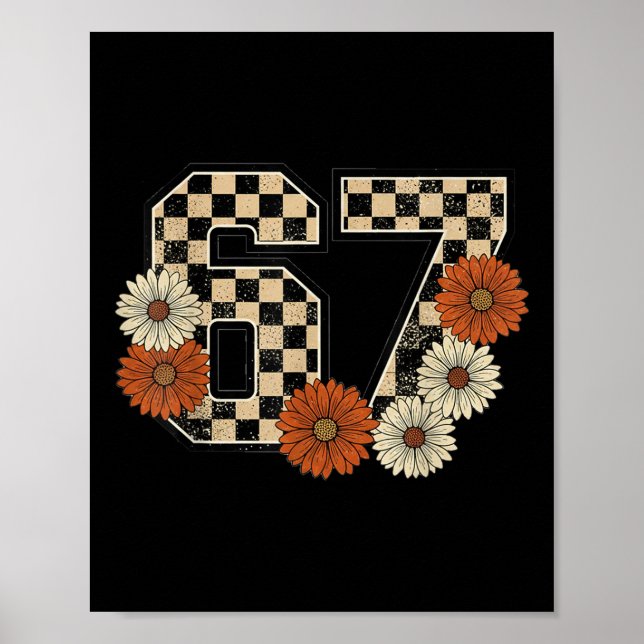 Affiche 6 7 Retro Fall Meme Checkerboard Tee Haunted  (Devant)