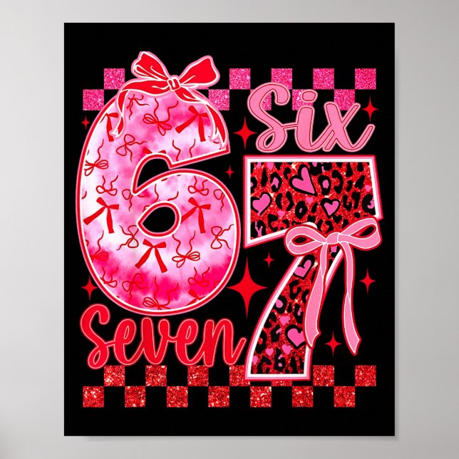 Affiche 6 7 Six Seven Mème Coquette Arc Léopard Cœur Vale (Devant)