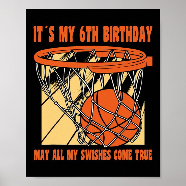 Affiche 6 ans Joyeux 6e anniversaire Basketball 6e anniver (Devant)