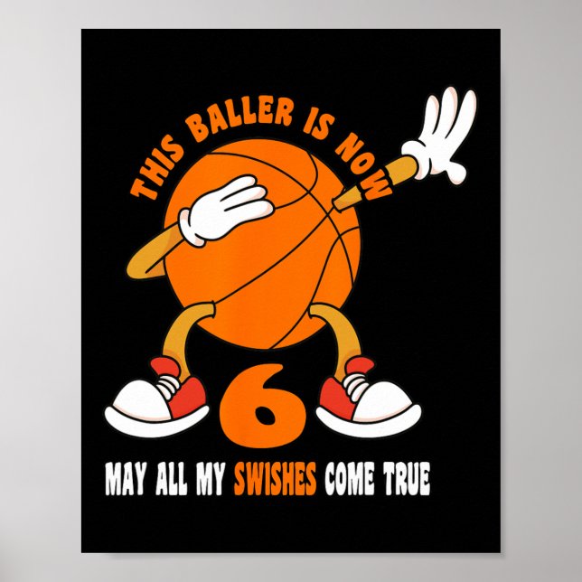 Affiche 6 ans Joyeux 6e anniversaire Basketball 6e anniver (Devant)