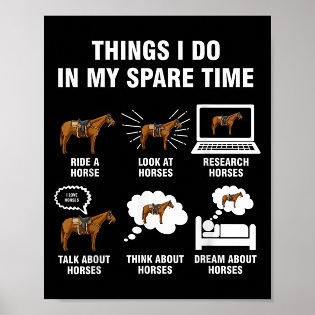 Affiche 6 choses que je fais pendant mon temps libre - Équ (Devant)