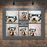 Affiche 6 Collage photo minimaliste - Gris et Gris blanc<br><div class="desc">Utilisez votre photo ou vos photos préférées pour faire un plaisir à garder à partager avec vos amis. Un collage de 6 photos dans une grille amusante avec différentes tailles. Un design simple avec des instantanés et un bloc de texte. Découpez les photos en carré avant de les télécharger. Pour...</div>