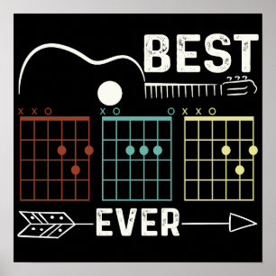 Affiche 6 Drôles Meilleur Papa à la Guitare Chord Hommes P