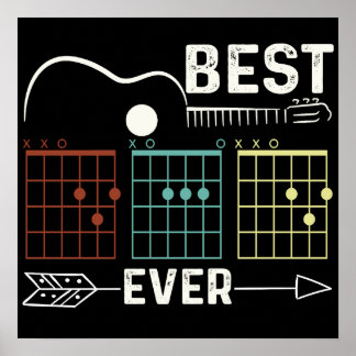 Affiche 6 Drôles Meilleur Papa à la Guitare Chord Hommes P