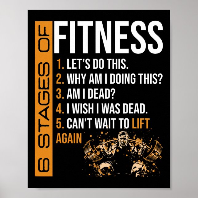 Affiche 6 étapes de l'exercice de musculation Fitness (Devant)