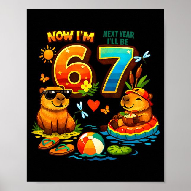 Affiche 6 l'année prochaine sera 7 capybara 67 mème enfant (Devant)