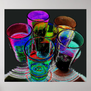 Affiche 6 Lunettes de bain de cocktail colorées -Style 17