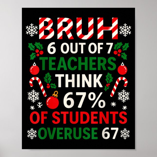 Affiche 6 Out Of 7 Teachers Funny Ugly Christmas Sweater 6 (Devant)