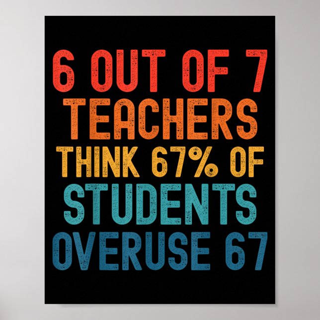 Affiche 6 Out Of 7 Teachers Six Seven Meme Students Overus (Devant)