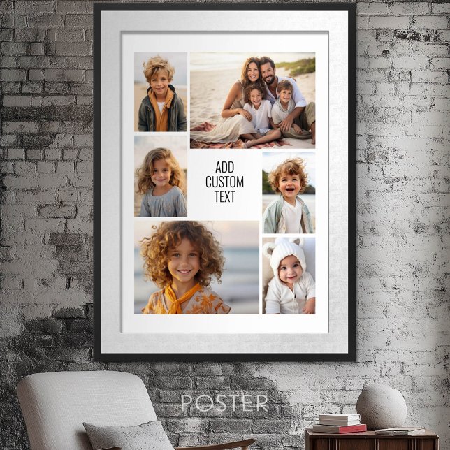 Affiche 6 photo collage - arrière - plan blanc - texte noi (Personalized Poster - Add your photos and text)