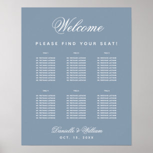 Affiche 6 Table Dusty Blue Simple  Wedding Seating Chart