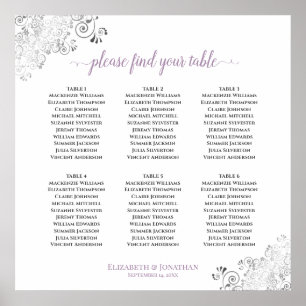 Affiche 6 Table Lacy Wedding Seating Chart Lavender White