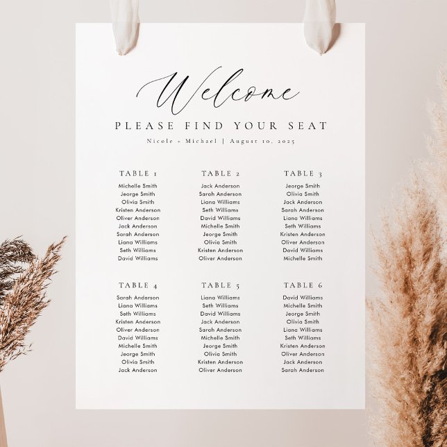 Affiche 6 Tableaux - Bienvenue Graphique de sièges (Créateur téléchargé)