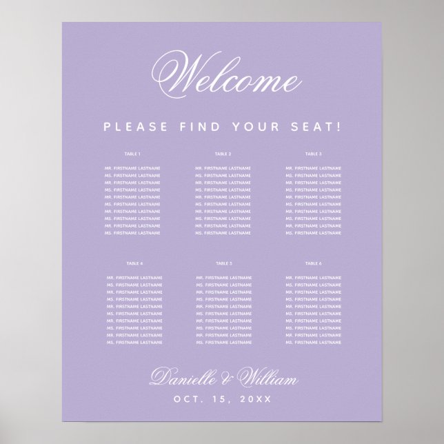 Affiche 6 Tableaux Mariage Lavande Plat Plat Graphique (Devant)