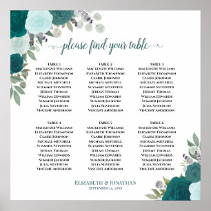 Affiche 6 Tables Roses Salle de Mariage Bohème Plan de Tab