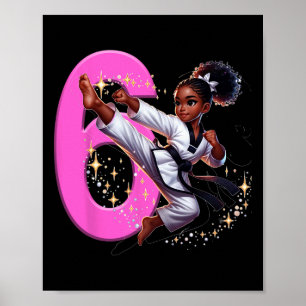 Affiche 6e anniversaire Black Girl Martial Arts Party Taek