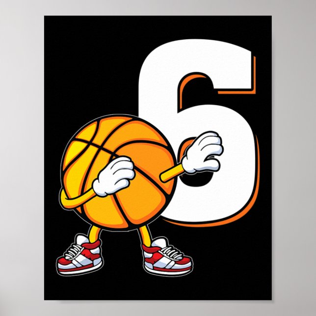 Affiche 6e anniversaire Bysketbyll Joueur Dabbing 6 ans (Devant)